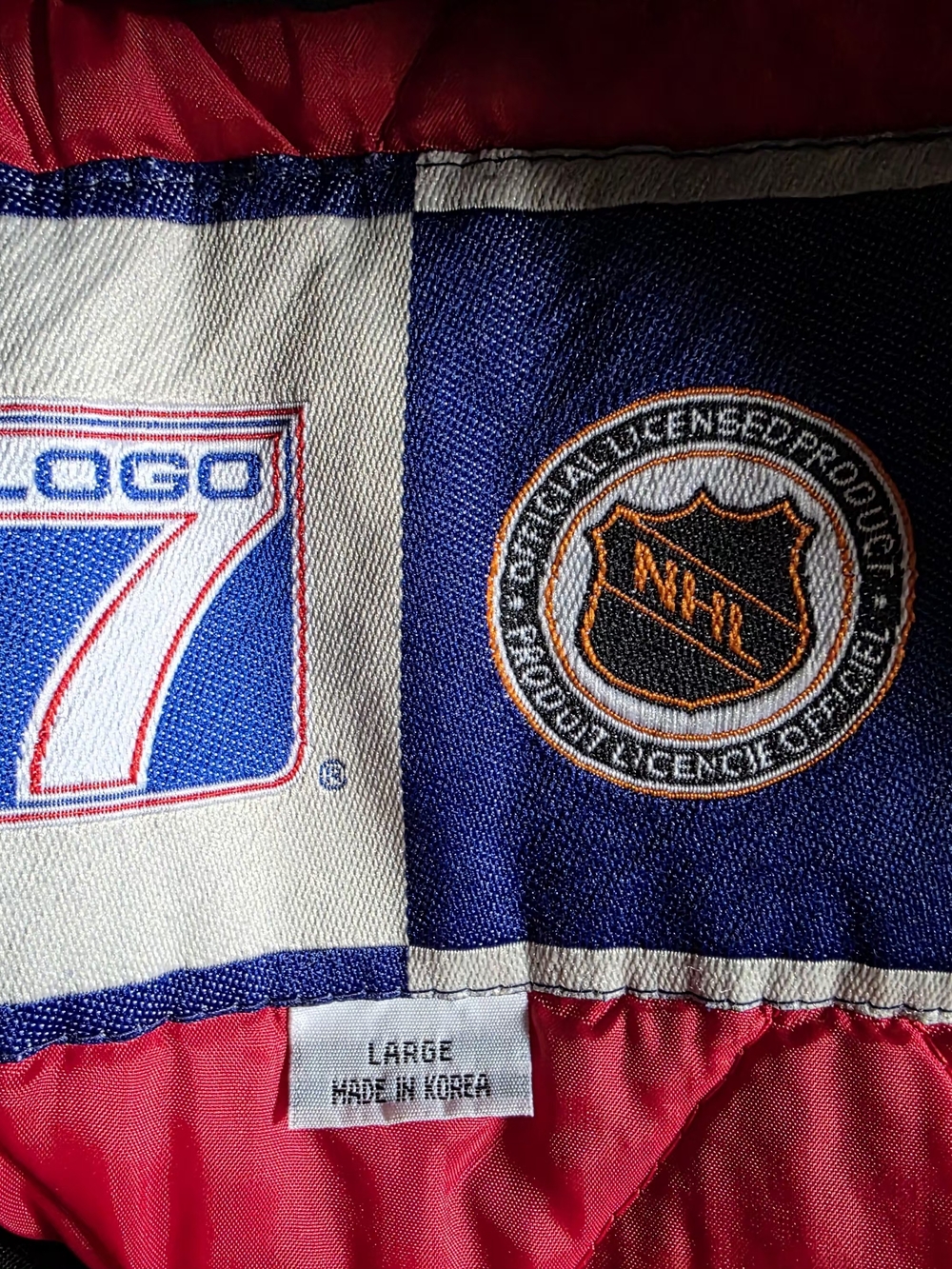 "NJ DEVILS' Vintage LOGO by Lori Goldstein NHL Patch Red and Navy Men's Jacket